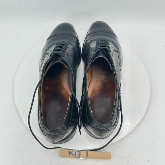 Allen Edmonds Strand Men Size 12B Black Leather Brogue Cap Toe Oxford Dress Shoe - Picture 9 of 12